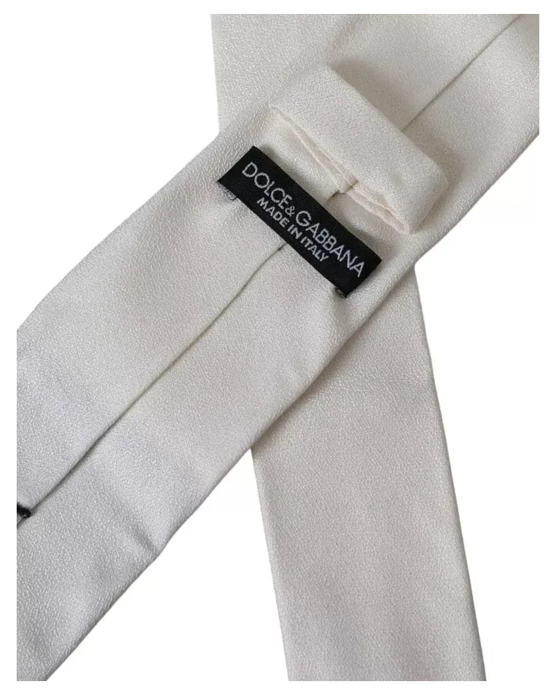 Dolce & Gabbana White Silk Classic Adjustable Men Tie White