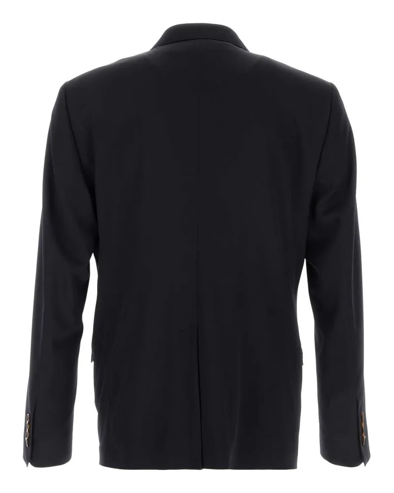 Dolce & Gabbana Men's Virgin Wool Double-Breasted Blazer Navy Elastane Blazers Navy