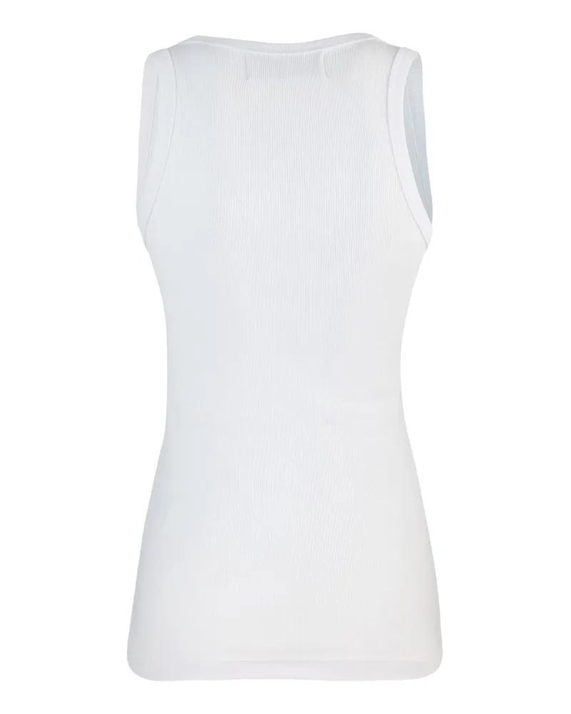 Fiorucci Women Ribbed Cotton Tank Top White Vests & Tops White