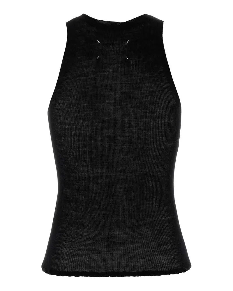Maison Margiela Women Black Knit Tank Top Exterior: Wool Maglie Sweater Black