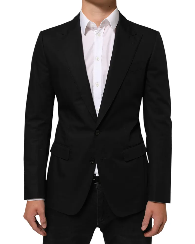Dolce & Gabbana Black Wool 2 Buttons Suit Men Jacket Blazer Black