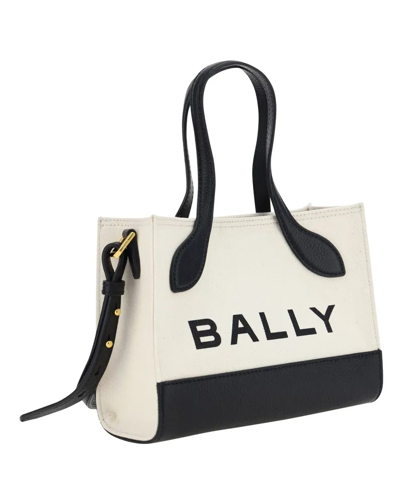Bally Women's White And Black Leather Mini Handbag Bag White