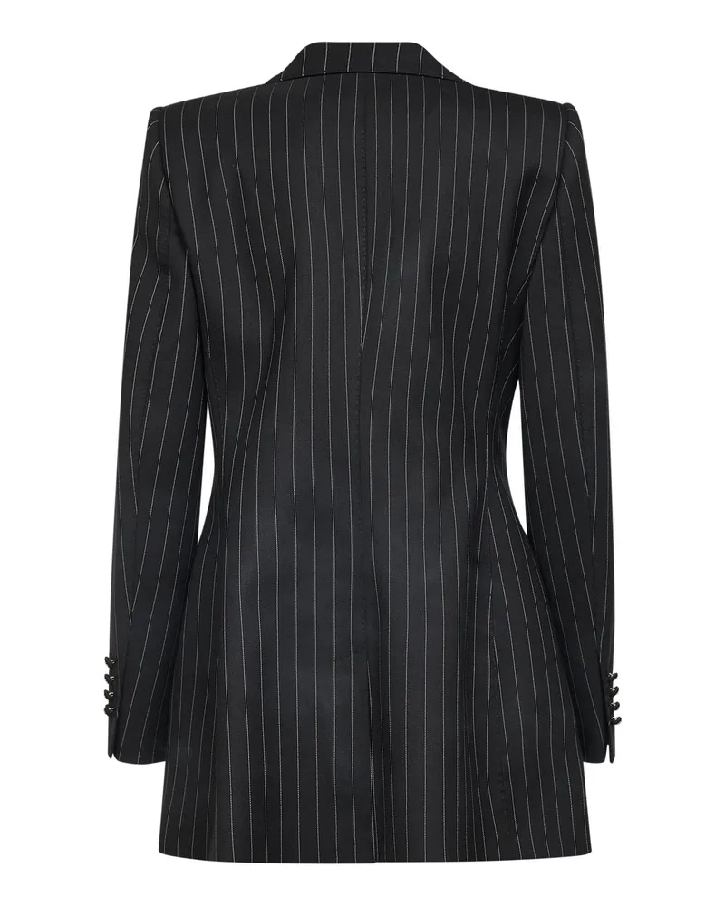 Dolce & Gabbana Women's Black Pinstriped Stretch Wool Jacket Virgin Black