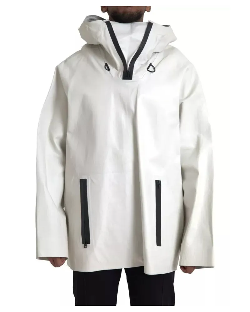 Bottega Veneta White Leather Men Waterproof Jacket Blouson Calf Clothing White