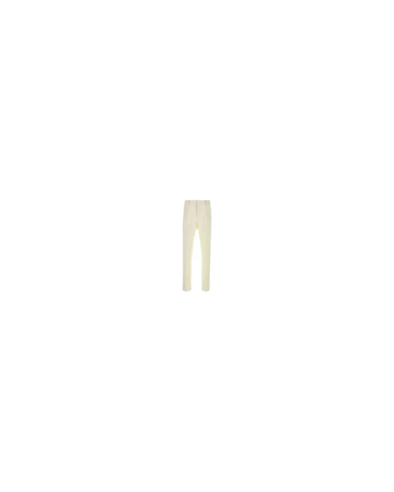 Ferragamo 0762002white Exterior: Cotton Cashmere Pantaloni Trousers Beige
