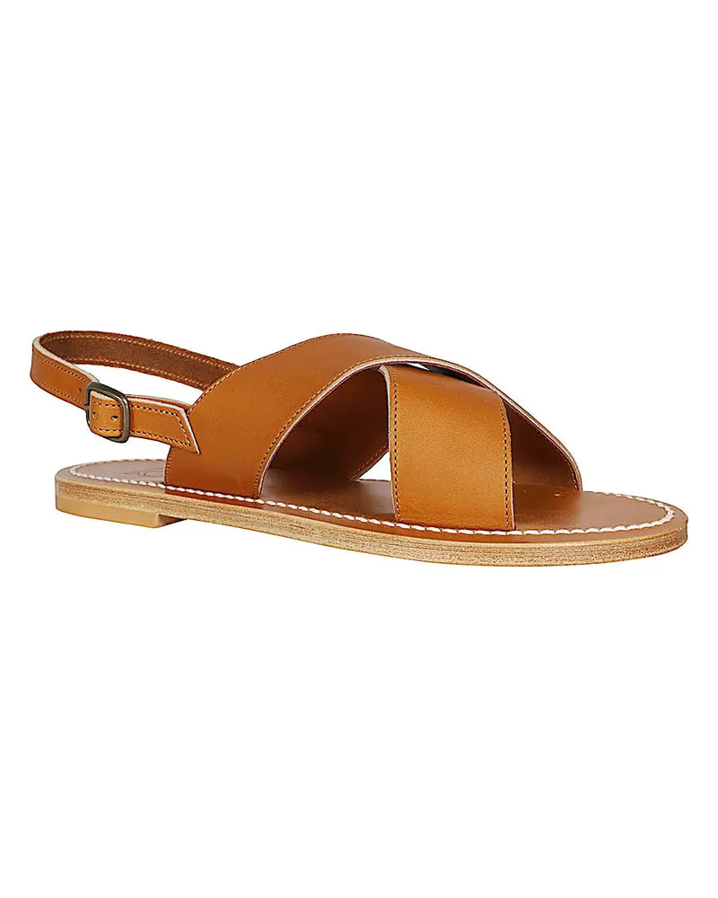 K.Jacques  Leather Crisscross Sandals — Tan Tan