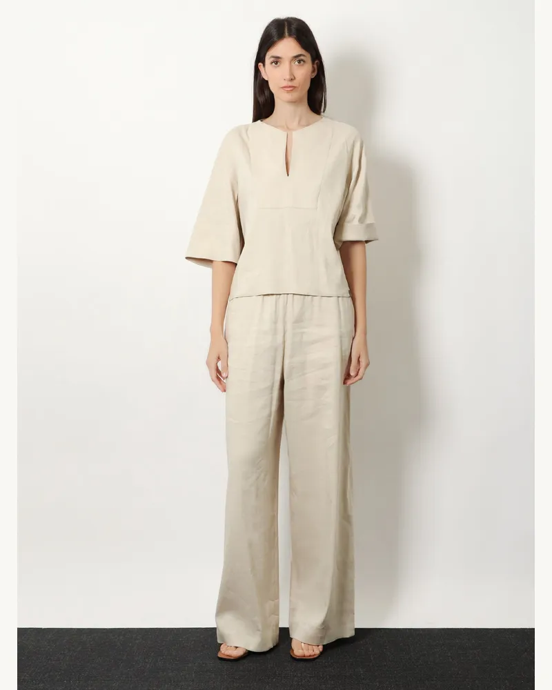 Max Mara Women's Trousers Mxpdestino Beige Linen-Viscose Beige