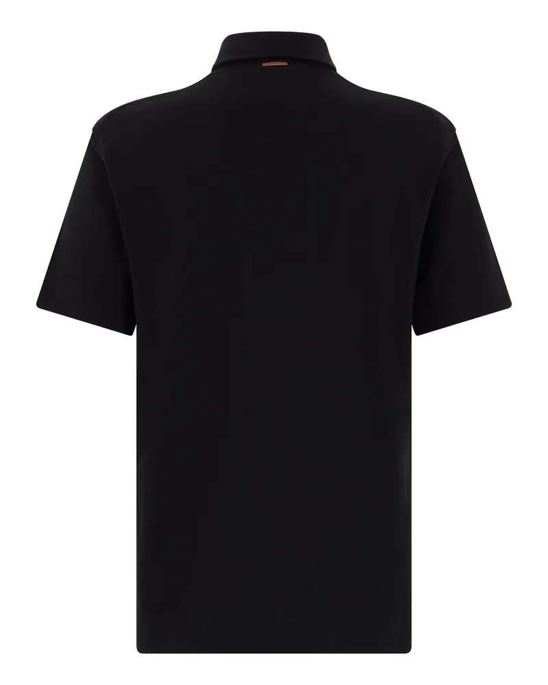 Ermenegildo Zegna Men's Polo Shirt Black Cotton T-shirts And Polos Black