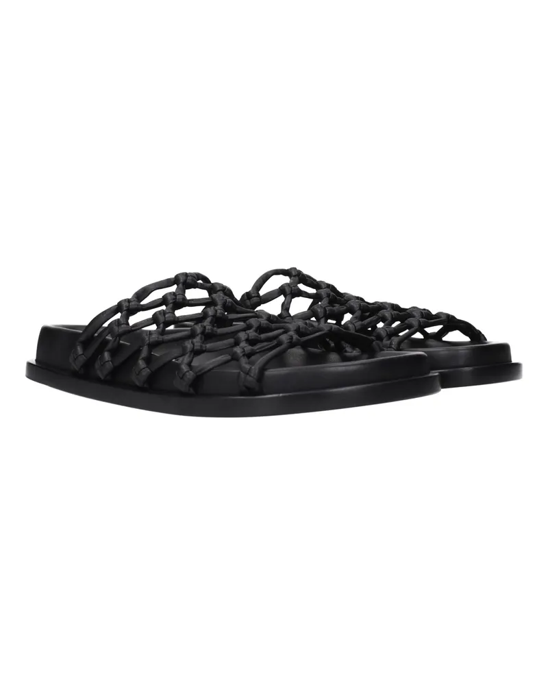 Jil Sander Quilted Leather Slippers — Black Black
