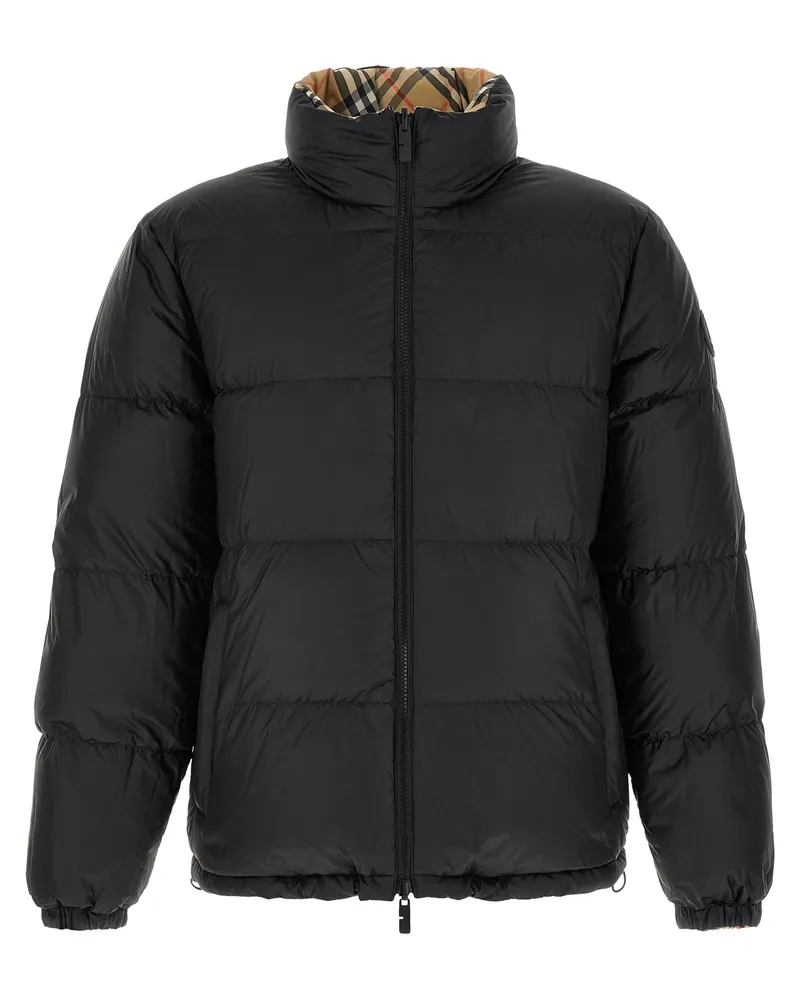 Burberry Reversible Check Print Down Jacket — Beige Beige