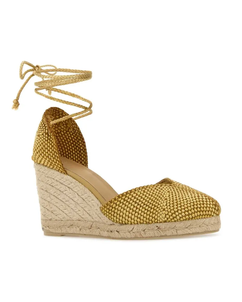 Castañer Women's Two-Tone Fabric Cora Wedges Ocre Espadrillas Espadrilles Gold