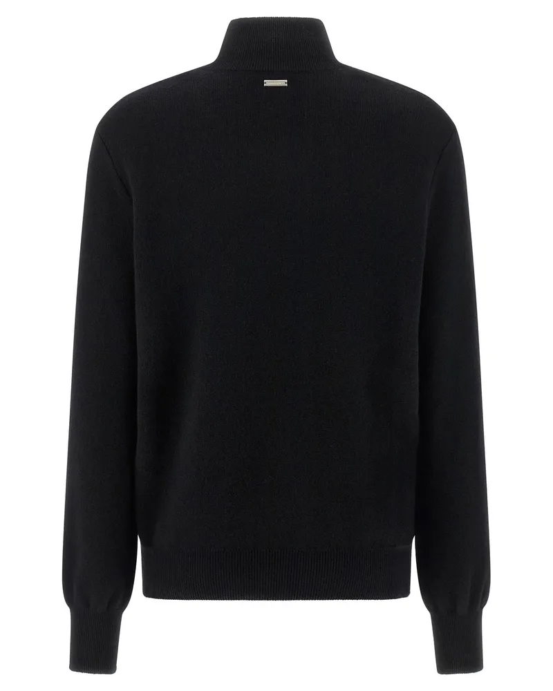Ferragamo Ruffled Floral Insert Sweater — black Black