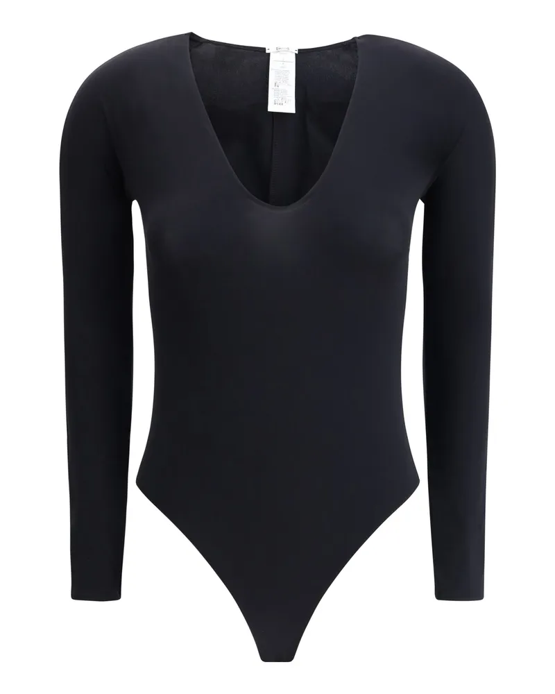 Wolford Women V-Neck Bodysuit Black Polyamide; Elastane Top Black