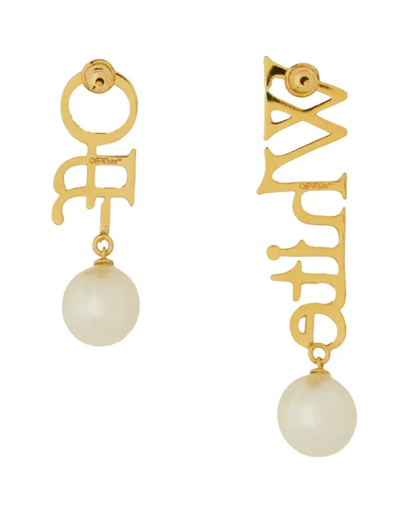 OFF-WHITE Logo-Embossed Brass Earrings — Gold Gold