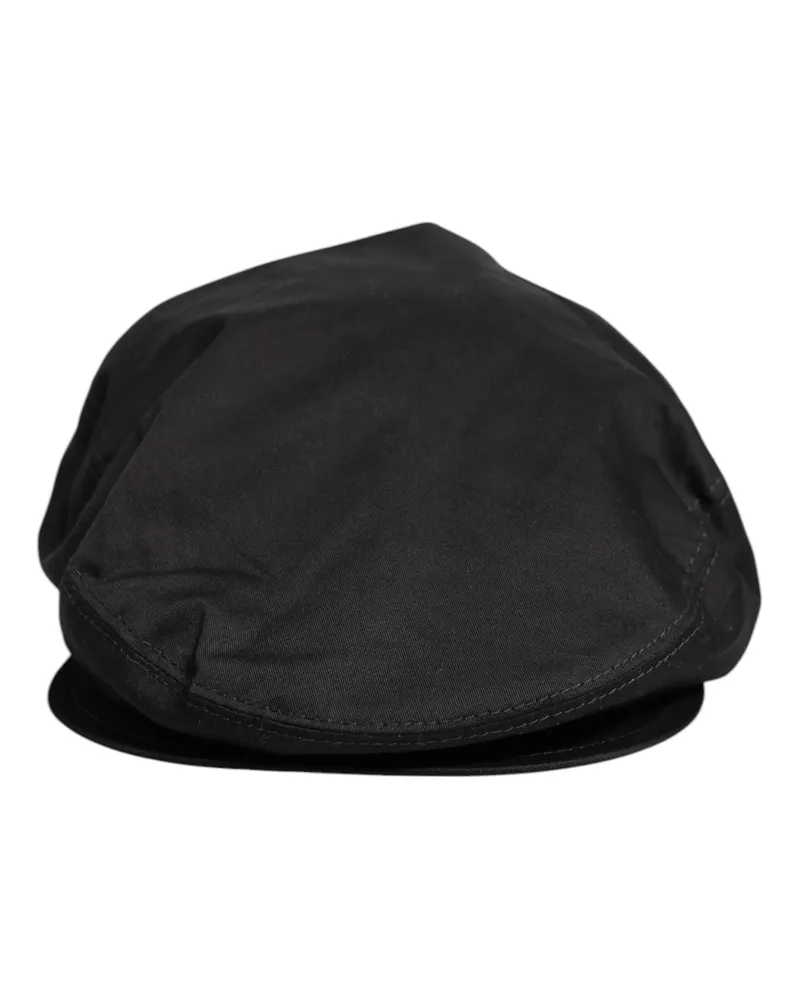 Dolce & Gabbana Men's Black Cotton Newsboy Capello Cabbie Hat Elastane Black