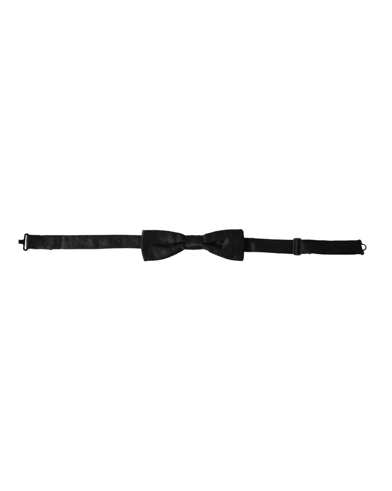 Dolce & Gabbana Black Silk Patterned Adjustable Neck Men Bow Tie Black