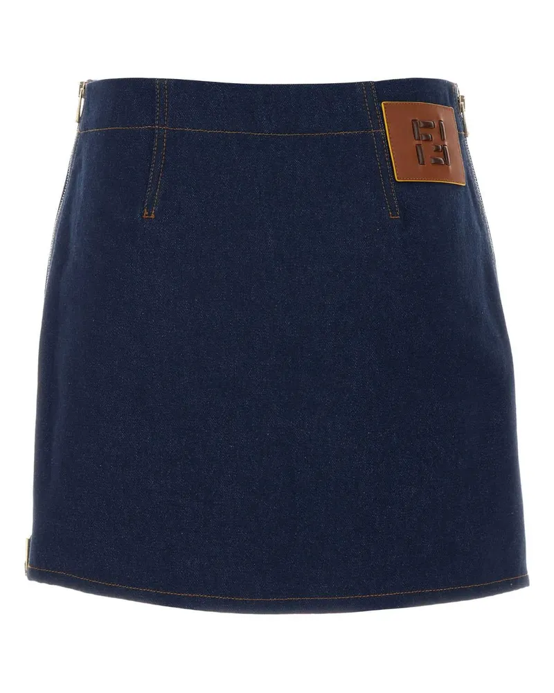 Fendi Women's Denim Mini Skirt Navy Exterior: Cotton Gonne Navy