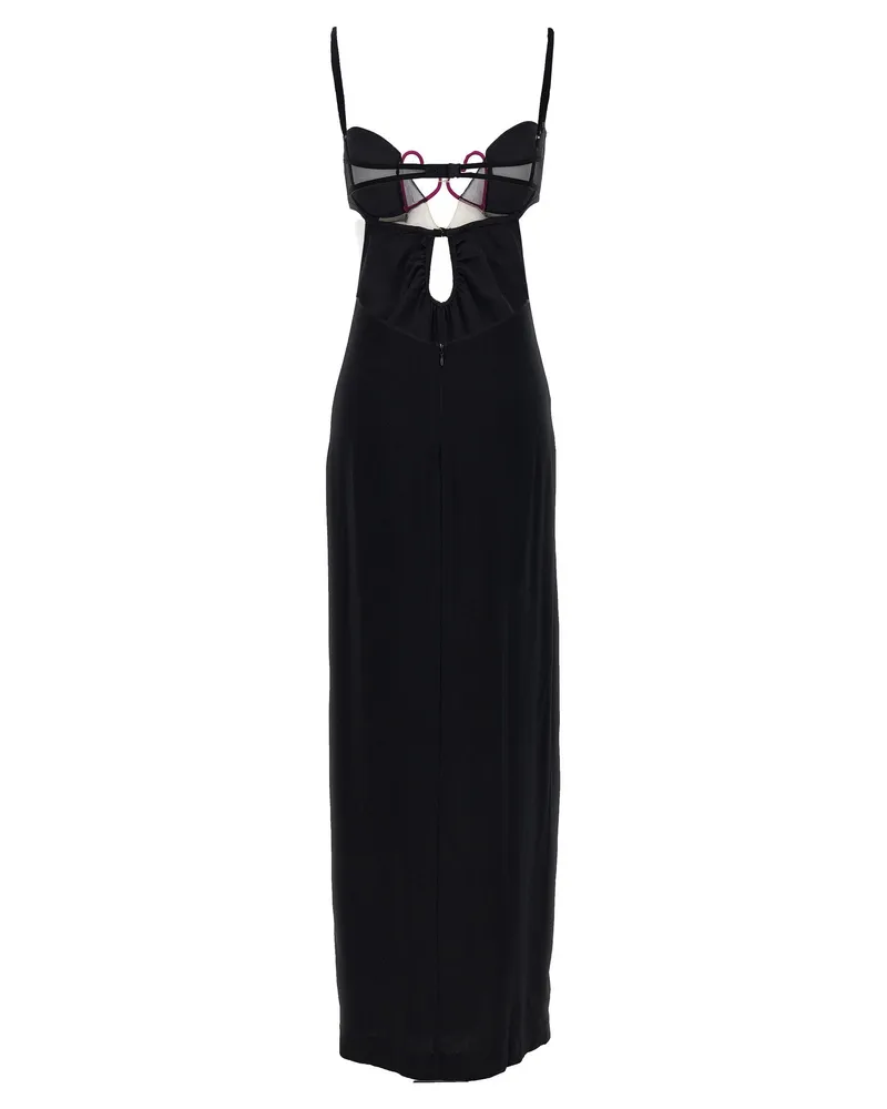Nensi Dojaka Heart Bra Stretch Viscose Dress — Black Black