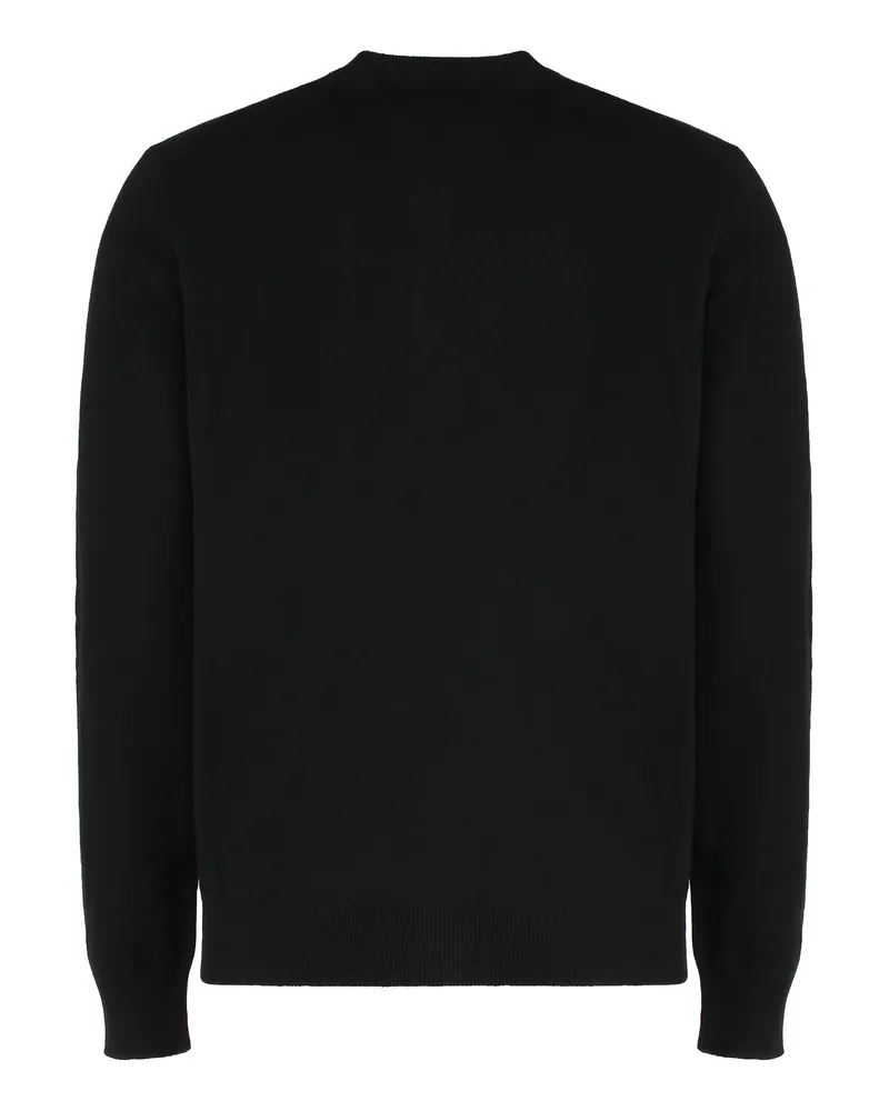 Comme des Garçons Men's Wool Cardigan With Logo Detail Black Cardigans Sweater Black
