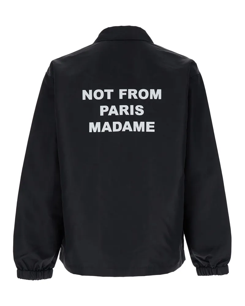 Drôle de Monsieur Men's Jacket La Veste Slogan Black Nylon Coat Black