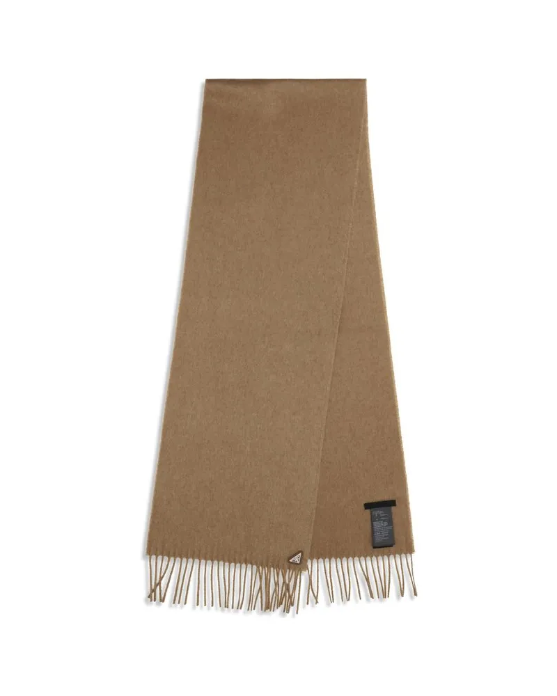 Prada Silk and Cashmere Fringed Scarf — Beige Beige