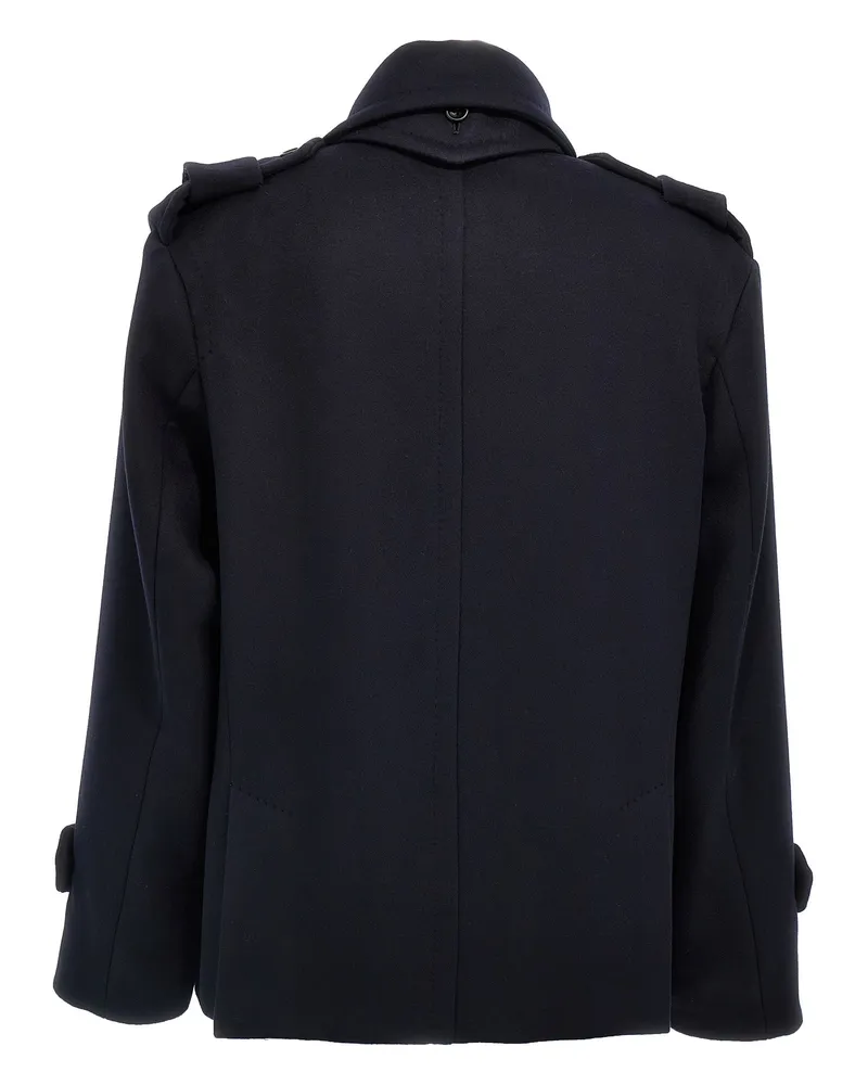 Max Mara Women's Blue Virgin Wool Coat Clothing Navy