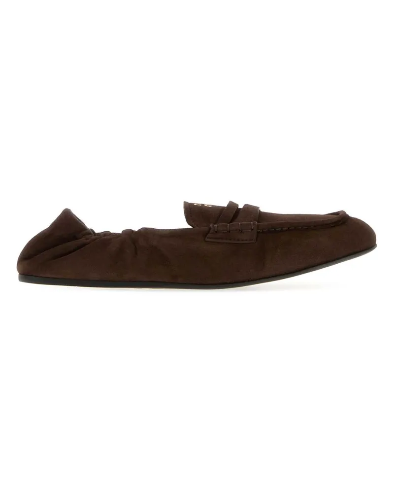 Miu Miu Suede Moccasin — Brown Brown