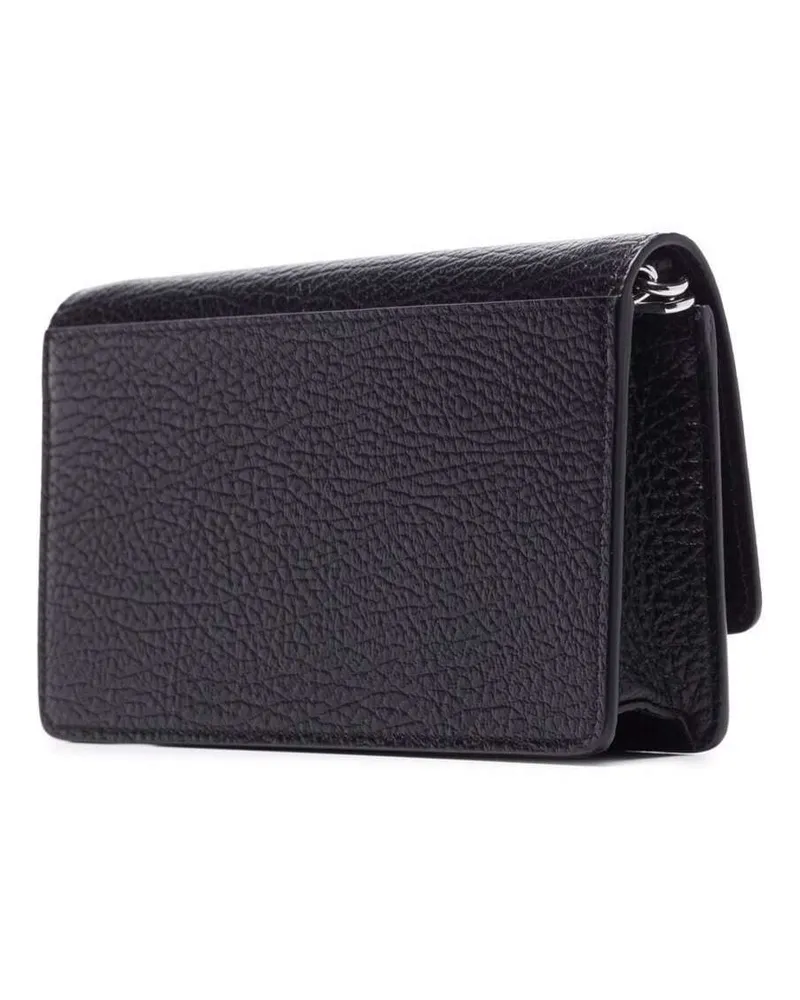 Maison Margiela Women's Crossbody Wallet Grained Black Leather Calf Black
