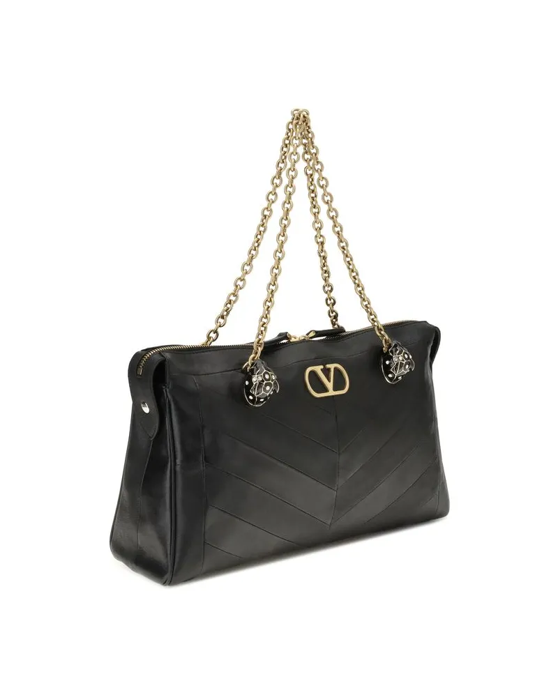 Valentino Garavani Women's Black Lamb Ovis Aries Shoulder Bag Black