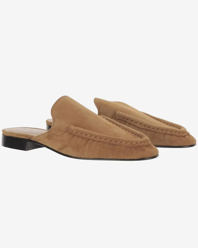 ARMARIUM Women's Suede Mules Brown Leather Brown