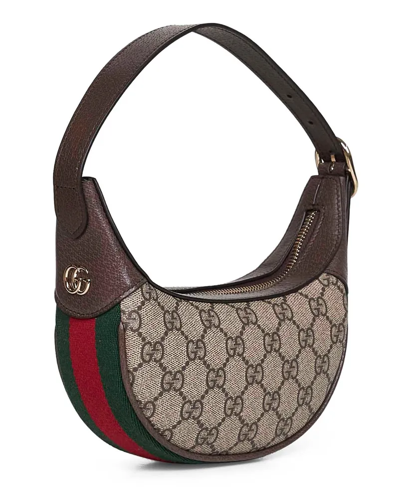 Gucci Women's Shoulder Bag Ophidia Beige-Dark Brown Polyurethane Beige
