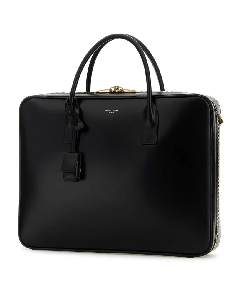 Saint Laurent Men's Black Leather Large Sac De Jour Handbag Nero Borse A Mano Black