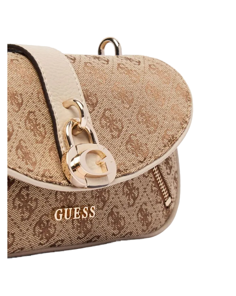 Guess Women's Crossbody Bag Latte Logo Polyester - Crossbody-Bags Beige