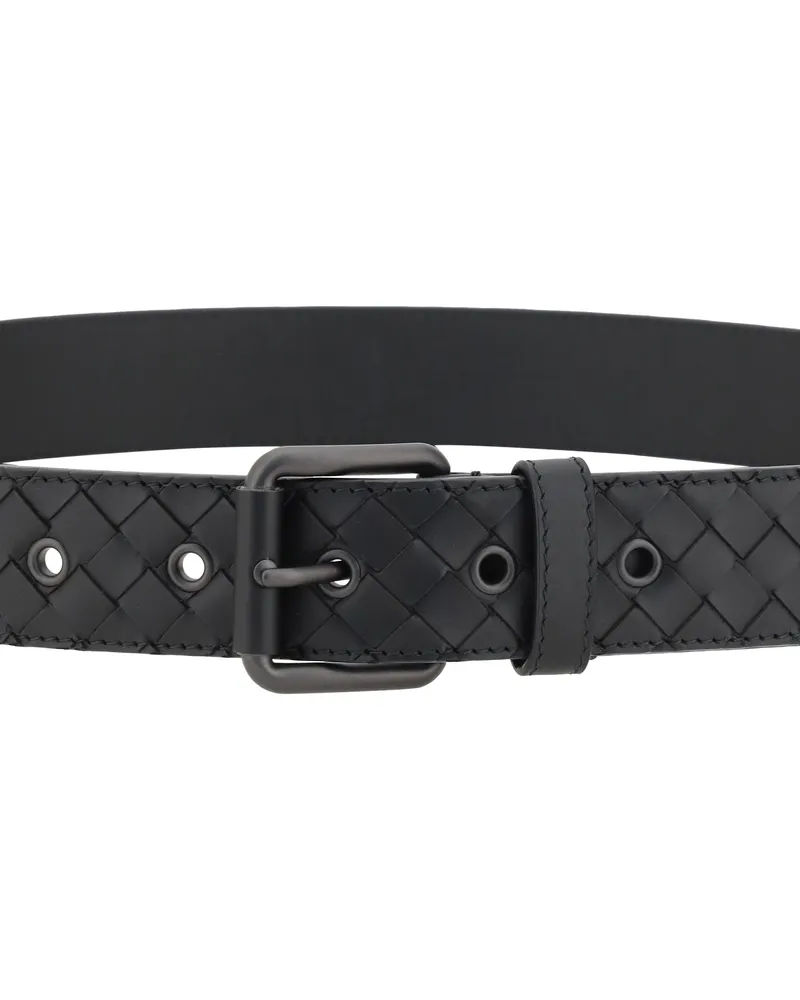 Bottega Veneta Men's Belt Intrecciato Black Calf Leather Black