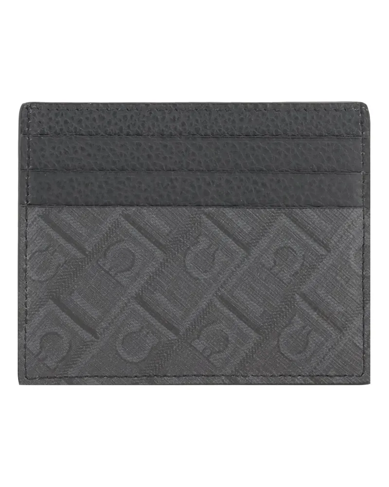 Ferragamo Men's Leather Cardholder Grey Patterned Medium Calf Bos Taurus Wallet Gray