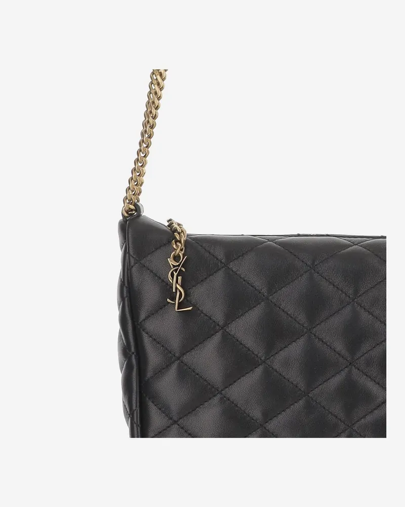 Saint Laurent Quilted Leather Shoulder Bag — Black Black
