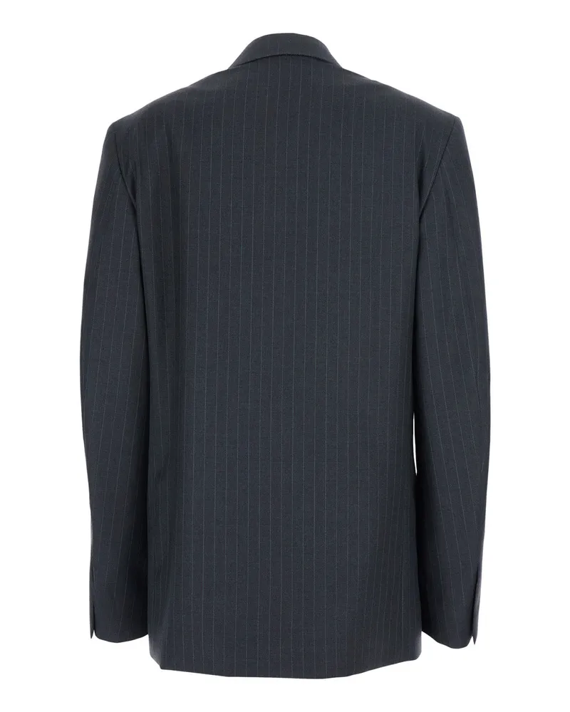 Gucci Women's Jacket Single-Breasted Pinstripe Grey Wool Blazers Gray