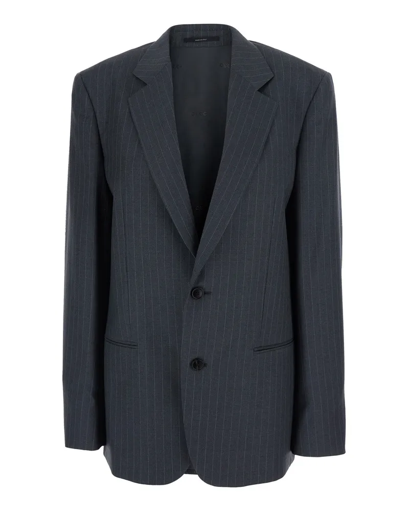Gucci Pinstripe Wool Blazer — Gray Gray