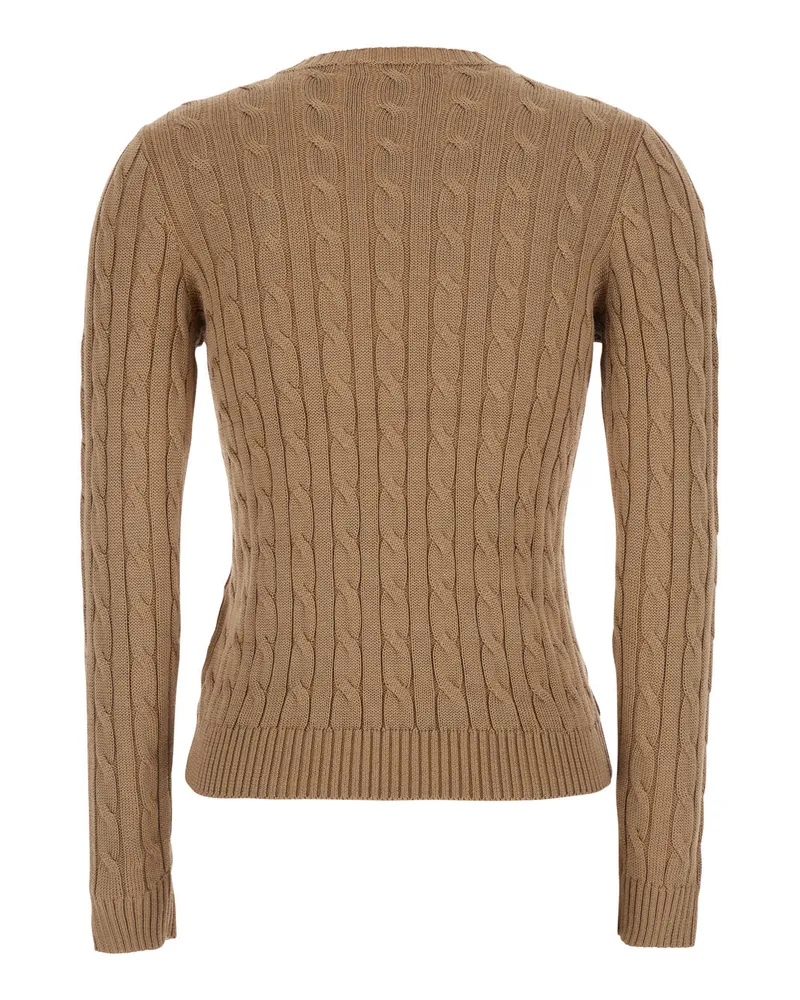 Ralph Lauren Cable-Knit Crewneck Sweater — Beige Beige