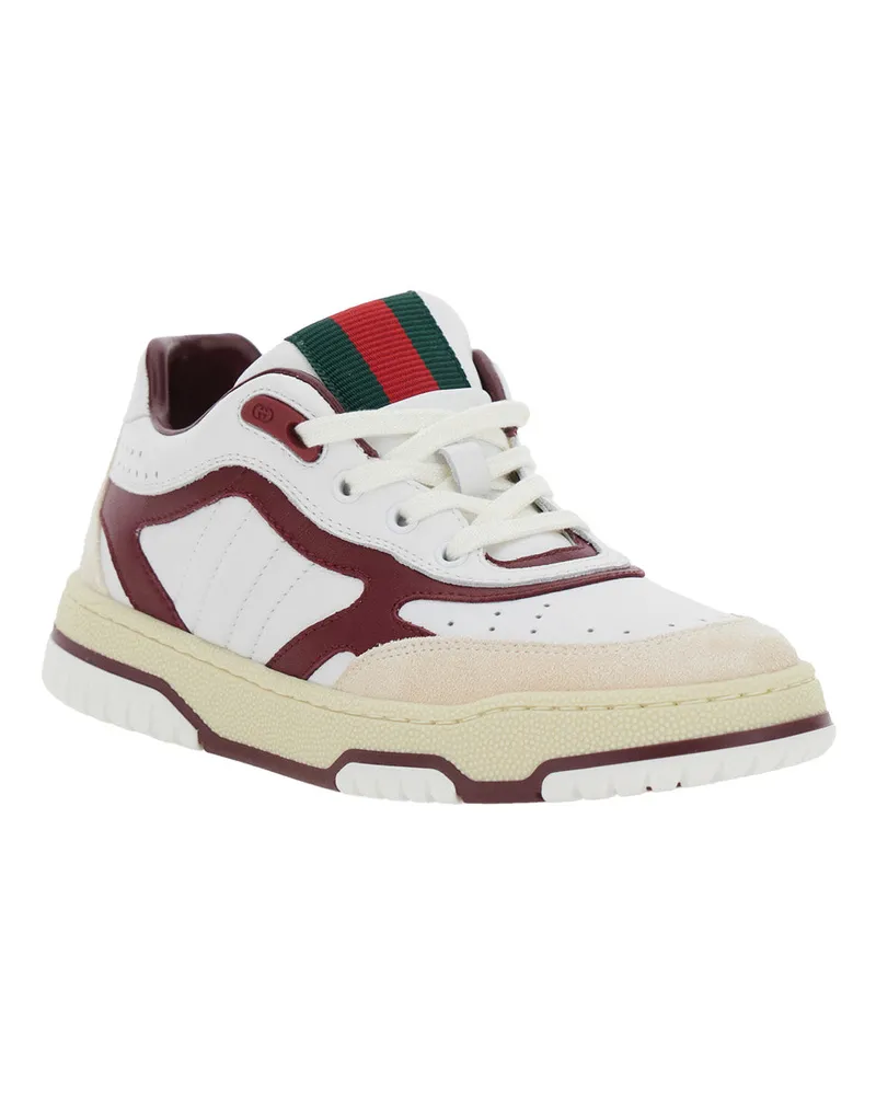 Gucci Boys' White Low Top Sneakers With Web Tongue Calf Trainers White