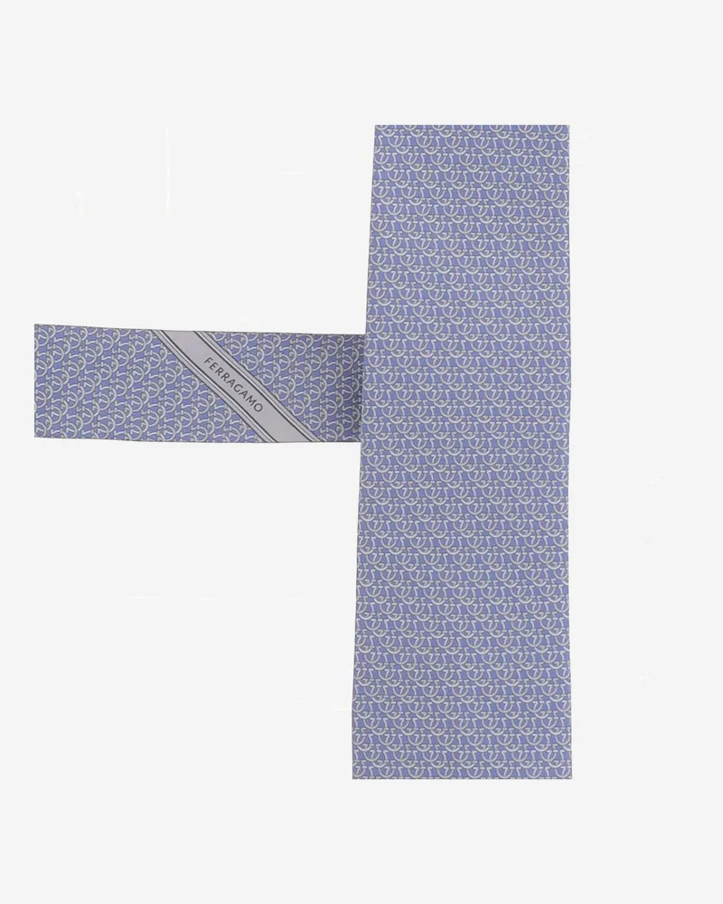 Ferragamo Men's Tie Light Blue Silk Ties & Bow Blue