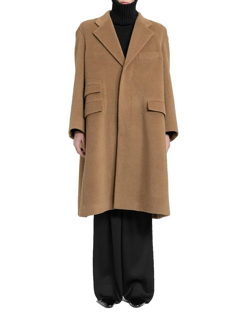 Saint Laurent Men's Brown Wool Coat Clothing Brown