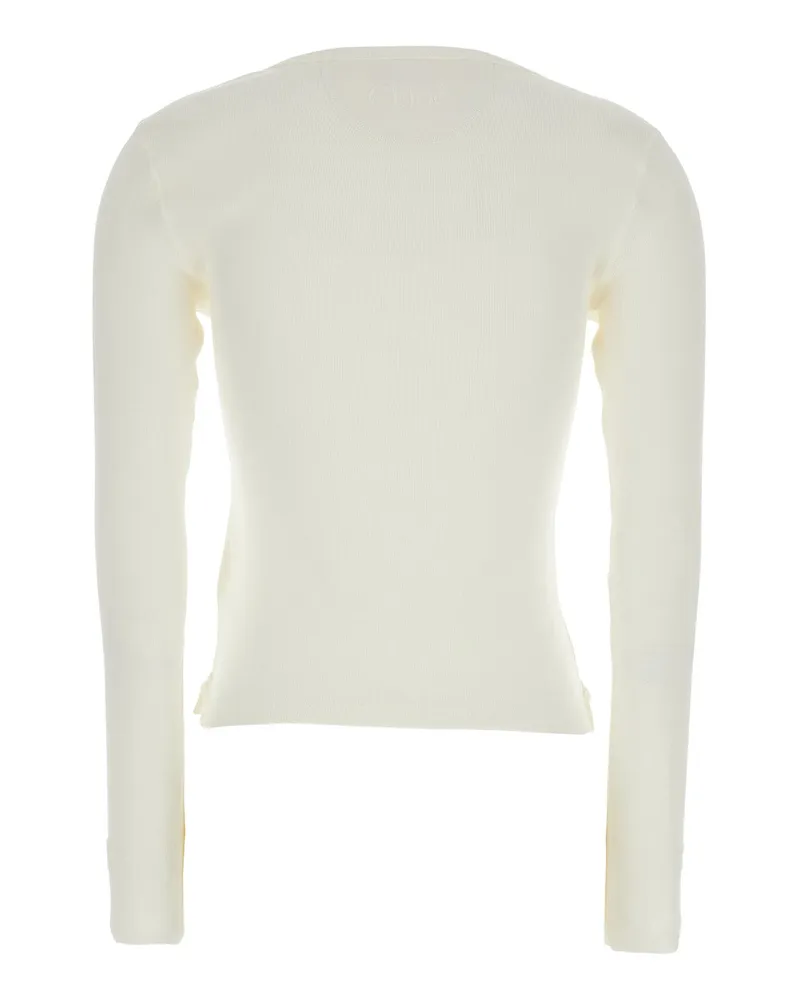 Chloé Women's Long Sleeve T-Shirt White Ribbed Cotton T-Shirts & Jerseys White