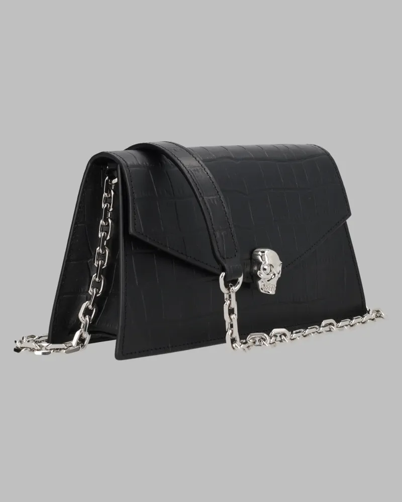 Alexander McQueen Women's Mini Shoulder Bag Skull Black Calf Leather Black