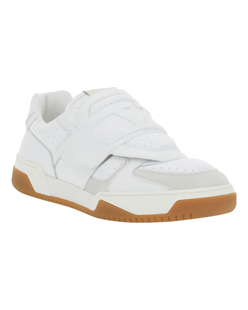 Valentino Garavani Men's White Low Top Sneakers With Maxi Vlogo Calf Trainers White