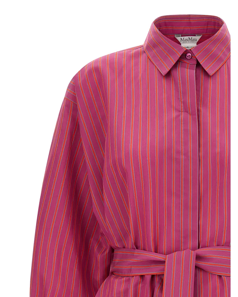 Max Mara Striped Cotton-Silk Dress — Purple Purple