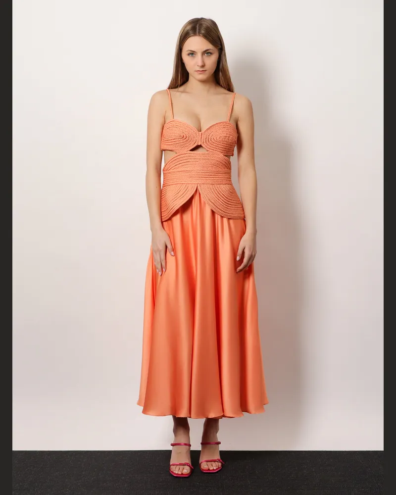 Pat Bo Women's Dress Sunset Satin Orange Polyester Orange
