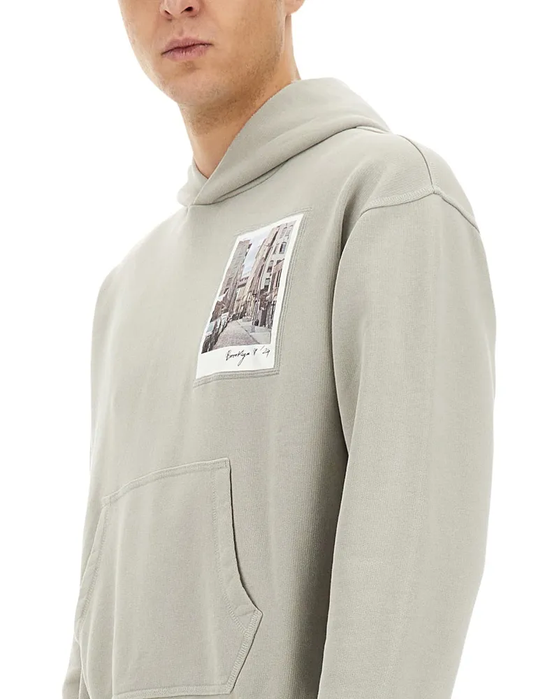 Helmut Lang Postcard-Print Cotton Sweatshirt — Gray Gray