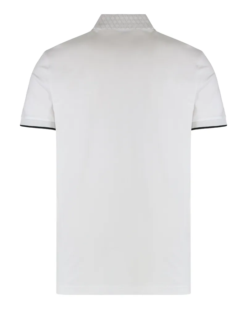 HUGO BOSS Hexagonal-Collar Elastic Cotton Piqué Polo — White White