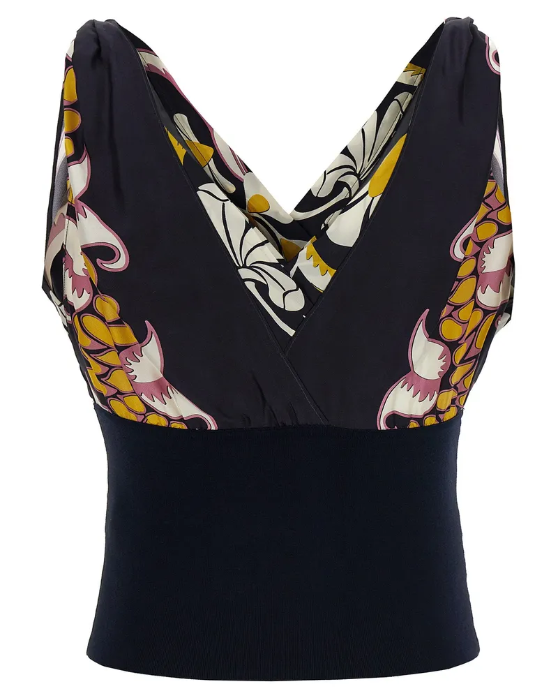 Tory Burch Printed Silk Blouse — Black Black